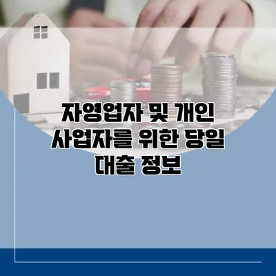 자영업자 및 개인 사업자를 위한 당일 대출 정보