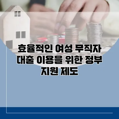 효율적인 여성 무직자 대출 이용을 위한 정부 지원 제도