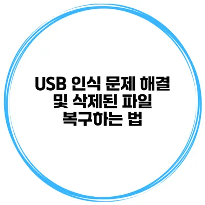 USB 인식 문제 해결 및 삭제된 파일 복구하는 법