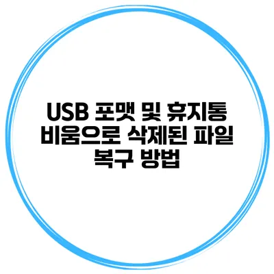 USB 포맷 및 휴지통 비움으로 삭제된 파일 복구 방법