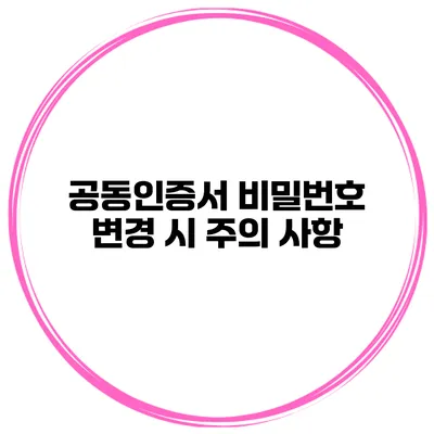 공동인증서 비밀번호 변경 시 주의 사항