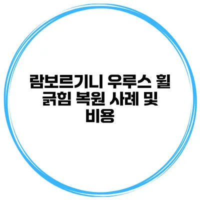 람보르기니 우루스 휠 긁힘 복원 사례 및 비용