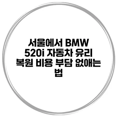 서울에서 BMW 520i 자동차 유리 복원 비용 부담 없애는 법