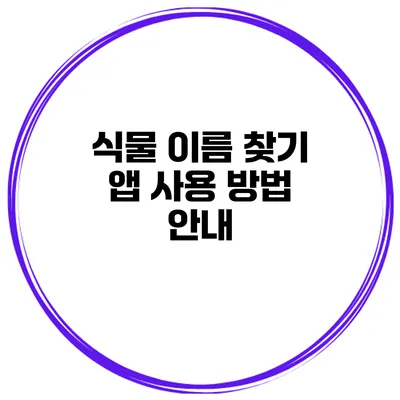 식물 이름 찾기 앱 사용 방법 안내