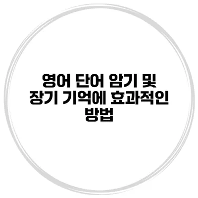 영어 단어 암기 및 장기 기억에 효과적인 방법
