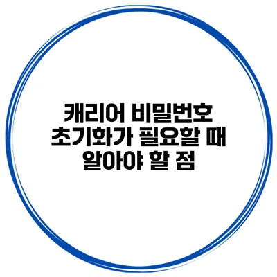 캐리어 비밀번호 초기화가 필요할 때 알아야 할 점